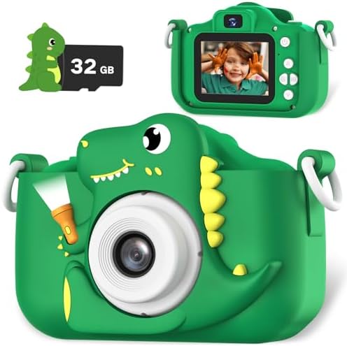 OUTUVAS Dinosaur Kids Camera for Boys, Kids Selfie Camera 3-12 Years Old Boys Christmas Birthday Gift for Boys, Dinosaur Little Boys Toys for 3 4 5 6 7 8 9 Years Old