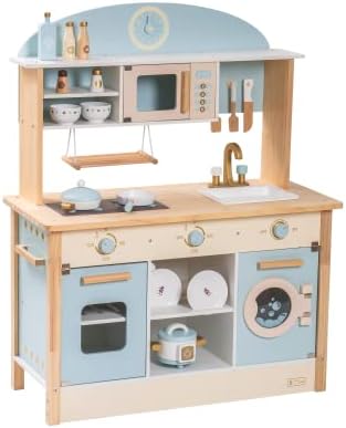 ROBUD Wooden Play Kitchen Set for Kids Toddlers, Toy Kitchen Gift for Boys Girls, Age 3+