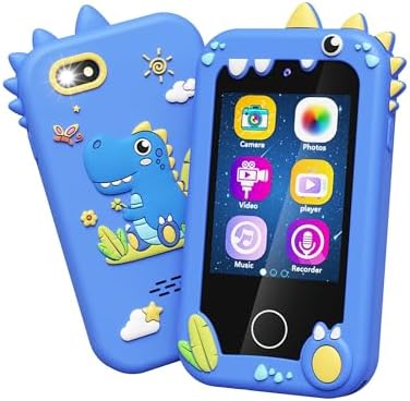 Kids Toy Smartphone, Gifts and Toys for Boys Ages 3-8 Years Old, Fake Play Toy Phone with Music Player Dual Camera Puzzle Games 8GB SD Card Touchscreen, Birthday, Kids Trip Activities