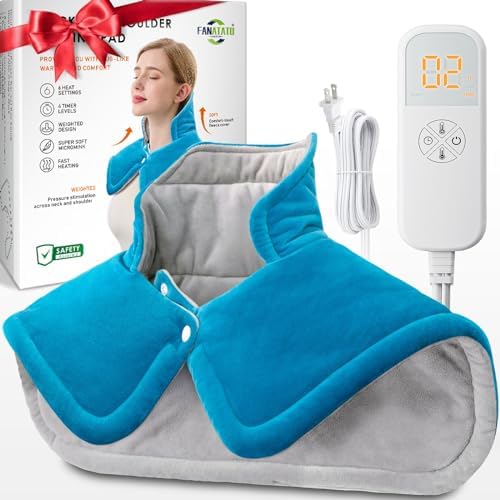 Heating Pad for Neck and Shoulders, Weighted Neck Heating Pad for Pain Relief, Gifts for Women Mom Men Dad, Mothers Day Fathers Day Christmas Birthday Gifts, 6 Heat Setting 2H Auto-Off Home Office