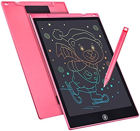 LCD Writing Tablet Drawing Board 12 Inch Colorful Girls Toys Christmas Birthday Gift for 3 4 5 6 7 Year Old Girls Erasable Drawing Tablet Doodle Board Toddler Learning Toys for Girls Age 3+ (Pink)