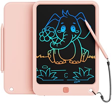 LCD Writing Tablet 10 Inch, Toys for 3 4 5 6 7 8 9 10 Year Old Boys Girls, Colorful Doodle Board Drawing Tablet, Gift for Boys Toddlers Age 3-12 Years, Memo Board, Drawing Pads with Lanyard (Pink)