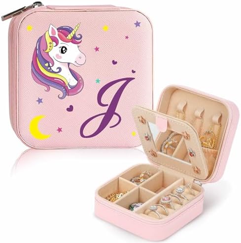 Parima Travel Jewelry Box for Girls, Unicorns Gifts for Girls Jewelry Box | Personalized Unicorn Jewelry Box | Small Jewelry Box | Necklace Earrings Ring Box | 4-16 Year Old Girl Birthday Gift – Pink