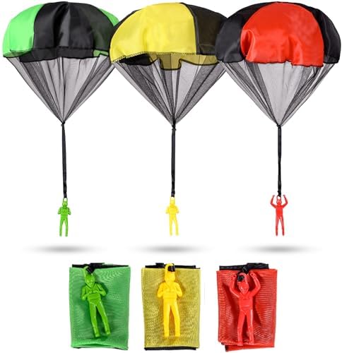 nutty toys Parachute Toys for Kids – Tangle Free Outdoor Flying Parachute Men, Best Small Outside Toys for 3 4 5 6 7 8 9 10 Year Old Top Christmas Stocking Stuffers Idea 2023 Unique Boy & Girl Gifts