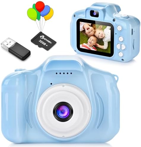 Kids Camera,ARNSSIEN Digital Camera for Kids,1080P HD IPS Video Camera Toy Gift for 3-12 years kids,Durable Creative Birthday Christmas Daily Gift Ideal,Toddler Selfie Camera 10 Puzzle Games&32GB Card