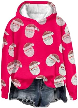 GIANTHONG Ugly Christmas Sweater for Women Funny Graphic Christmas Sweatshirt Fleece Lined Plus Size Round Neck Pullover Tops