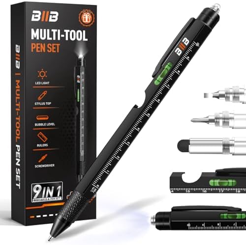 BIIB Gifts for Men, Stocking Stuffers for Adults 9 in 1 Multitool Pen Gifts for Dad, Christmas Gifts for Men Who Have Everything, Dad Gifts for Him, Mens Gifts for Grandpa, Husband, Gadgets for Men