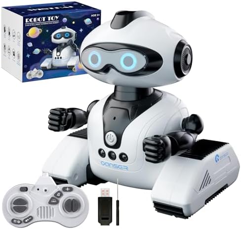 Robots Toys for Kids, 2.4Ghz Remote Control Robot Toys with Music and LED Eyes for Boys/Girls, RC Toys Gift for 3-12 Year Toddler Children Teen for Birthday Halloween Christmas (White)