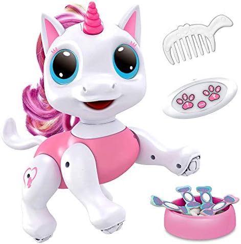 Power Your Fun Robo Pets Toy for Girls and Boys – Remote Control Toy with Interactive Hand Motion Gestures, STEM Program Treats, Walking and Dancing Robot Unicorn Kids (Pink)