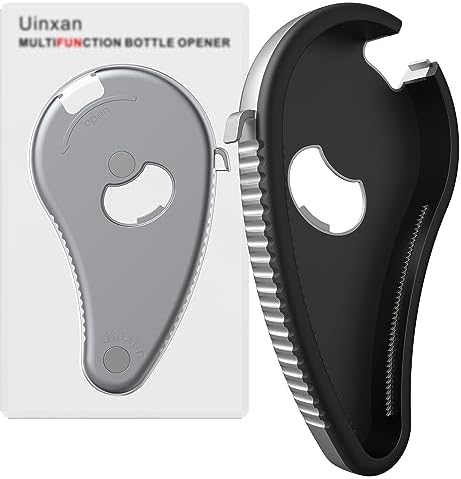 Bottle Opener for Twist-Off Type 0.6′-2.36in Caps,Ring Pull Tab Soda Can Opener,Beer Bottle Opener for Fridge with Magnet,Jar Opener for Weak Hands and Arthritis,Gifts for Seniors/Kids/Women (Silver)