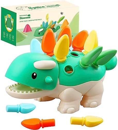 Toddler Montessori Toys Learning Activities Educational Dinosaur Games – Baby Sensory Fine Motor Skills Developmental Toys – Gifts for 6 9 12 18 Month Age 1 2 3 4 One Two Year Old Boys Girls Kids