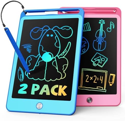 TEKFUN 2 Pack LCD Writing Tablet for Kids, 8.5 Inch Blue+Pink Doodle Board Drawing Board Reusable Drawing Tablet with Lanyard, Educational Kids Toddler Toys Birthday Gift for Boys Girls 3-12 Years Old