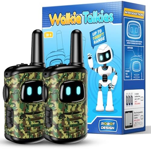 Toys for 3-8 Year Old Boys: comedyfun Mini Robots Walkies Talkies 2 Pack Christmas Birthday Gifts for 3 4 5 6 Year Old Boys Toys for 3 4 5 6-8 Year Old Boy Adventure Game Camping Stocking Stuffer