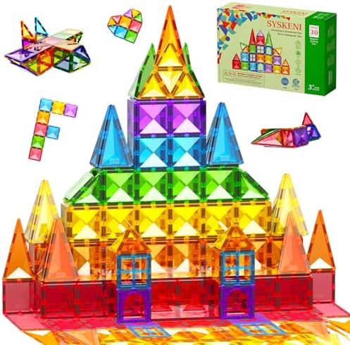 SYSKENI Magnetic Tiles Toys for Girls Kids Toddlers Ages 4-8 4-6 8-10 3D Diamond Magnetic Building Blocks STEM Learning Games Toys Birthday for 3+ 4 5 6 7 8 Year Old Girls Boys Magnet Toys