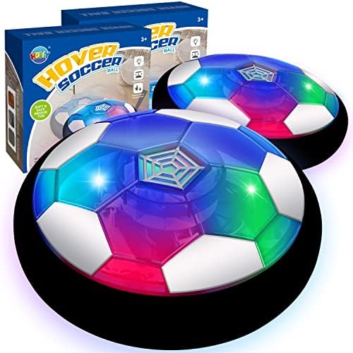 Hover Soccer Ball Toys for Boys, 2 Soccer Balls with Soft Foam Bumpers﻿, Indoor Outdoor Air Floating Hover Ball Football Game Kids Gifts Toys for Age 3 4 5 6 7 8 9 10-16 Year Old Boys