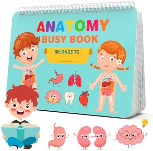 HONGDDY Montessori Busy Book for Kids, Human Body Anatomy Book Preschool Learning Activities for Kids Toddlers, Autism Sensory Toys Travel Toys Sticker Book for Boys Girls Ages 4 5 6 7 8 Years