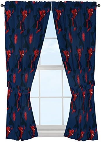 Jay Franco Marvel Spiderman Classic Saving The Day 63″ Decorative Curtain/Drapes 4-Piece Set (2 Panels, 2 Tiebacks)