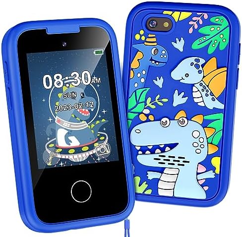 Kids Smart Phone for Boys, Christmas Birthday Gifts for Boy Girl Age 3-10 Kids Toys Cell Phone, 2.8″ Touchscreen Toddler Learning Play Toy Phone with Dual Camera, Game, Music Player, 8G SD Card (Blue)