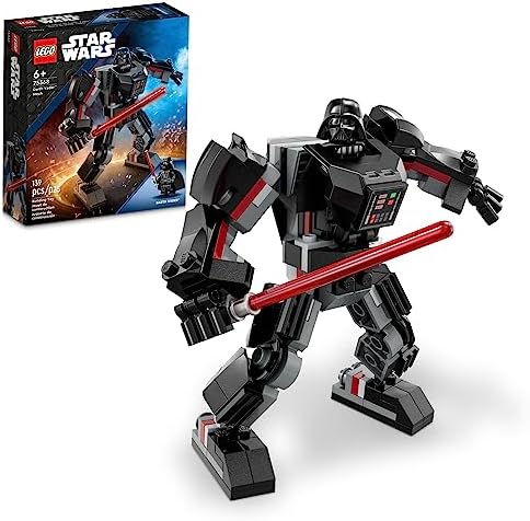 LEGO Star Wars Darth Vader Mech 75368 Buildable Star Wars Action Figure, This Collectible Star Wars Toy for Kids Ages 6 and Up Features an Opening Cockpit, Buildable Lightsaber and 1 Minifigure