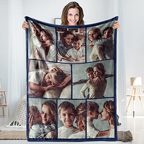 TinyName Personalized Gifts for Mom, Custom Blankets with Photos Text Customized Flannel Picture Blanket for Mom Grandma Christmas Mother Day Birthday Gifts