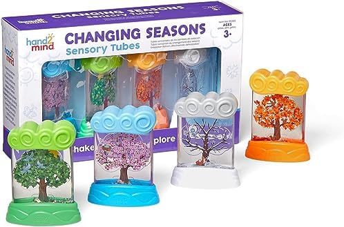 hand2mind Changing Seasons Sensory Tubes, Sensory Fidget Tubes, Learning Weather for Kids, Anxiety Calming Tools, Stress Relief Toys, Occupational Therapy Toys, Calm Down Corner Supplies (Set of 4)