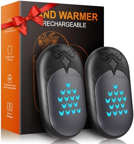 WOWGO Hand Warmers Rechargeable, 2 Packs Electric Hand Warmer 6000mAH Reusable Handwarmers, Portable Pocket Heater, Gift for Christmas, Camping, Golf, Hunting