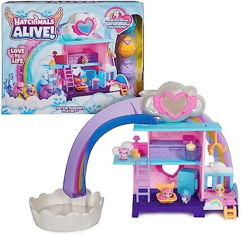 Hatchimals Alive, Hatchi-Nursery Playset Toy with 4 Mini Figures in Self-Hatching Eggs, 13 Accessories, Kids Toys for Girls and Boys Ages 3 and up