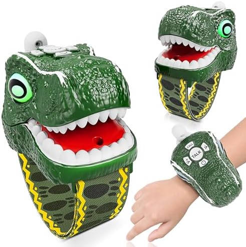 MLDKA Dinosaur Walkie Talkies for Kids 2 Pack Camping Gear T-Rex Outdoor Toys for Boys Girls Age 3-12 Year Old 3 Channel Long Range Birthday Gifts Christmas Stocking Stuffers