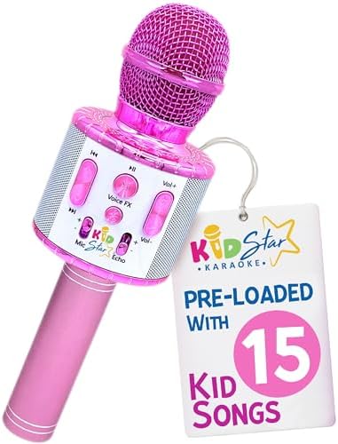 Move2Play, Kids Star Karaoke | Kids Microphone | Includes Bluetooth & 15 Pre-Loaded Nursery Rhymes | Birthday Gift for Girls, Boys & Toddlers | Girls Toy Ages 2, 3, 4-5, 6+ Years Old