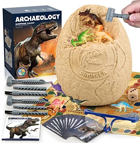 Jumbo Dino Egg Dig Kit, Dinosaur Toys for Kids 5-7, Dinosaur Eggs with 12 Dinosaurs inside, Dino Toys Gift with Dinosaur Card, Dinosaur Eggs Excavation for Kids Boys Girls Gift 6 and up year old