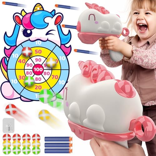 Samtop Dart Board Games for 3 4 5 6 7 8 9 10 11 12 Year Old Kids, 2 Mode Shooting Toys Indoor Outdoor Toys for Kids Boys Girls, Shooting Party Game Gun Toys Kids Christmas Birthday Gifts