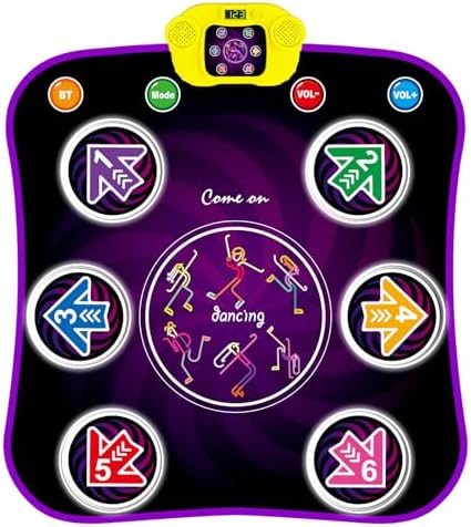 COTTEOX Dance Mat Toys with Wireless Bluetooth for 3-12 Year Old Kids, Lights Up Electronic Dance Pad with Built-in Music 5 Levels Dance Games Modes, Gifts for 3 4 5 6 7 8 9 10 11 Year Old Girls Boys