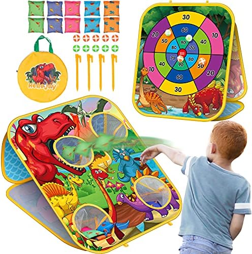 HelloJoy Bean Bag Toss Game Kids Outdoor Toys,Double-Sided Foldable Cornhole Board Backyard Beach Yard Outdoor Toys for Toddler, Outside Lawn Party Activities Toy Gift for Boys Girls Age 3 4 5 6 7 8