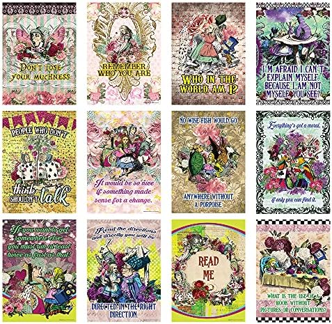 Creanoso Alice in Wonderland Decor Posters (6-Pack) – Stocking Stuffers Premium Quality Gift Ideas for Teens, Adults and Fantasy Lovers – Great Home Wall Art Decal Decoration