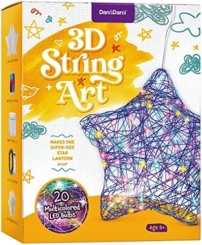 Dan&Darci 3D Light Up String Art Kit for Kids – Star Lantern Making Kit w/ 20 LEDs – Kids Gifts – Crafts Set for Girls and Boys Ages 8-12 Kid – Kits for Age 8, 9, 10, 11, 12 Year Old Girl Gift (New)