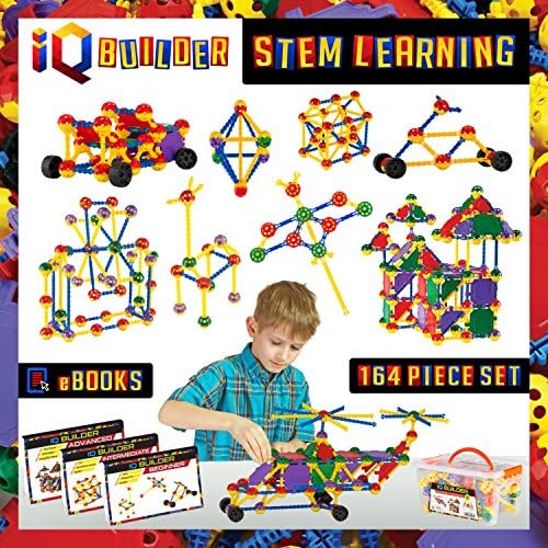 IQ BUILDER | STEM Learning Toys | Creative Construction Engineering | Fun Educational Building Toy Set for Boys and Girls Ages 3 4 5 6 7 8 9 10 Year Old | Best Toy Gift for Kids | Top Blocks Game Kit