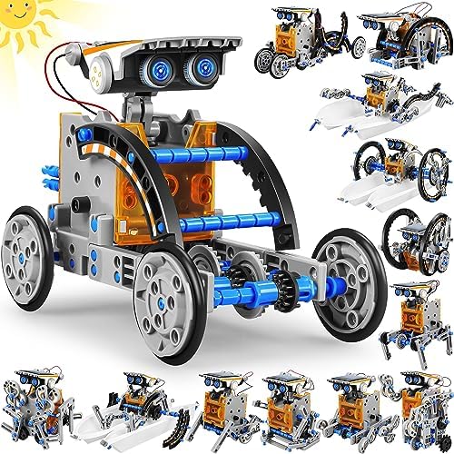 STEM 13-in-1 Education Solar Power Robots Toys, Educational DIY Science Kits for Kids, Building Experiment Robotics Set Birthday Gifts for 8 9 10 11 12 Years Old Boys Girls Teens