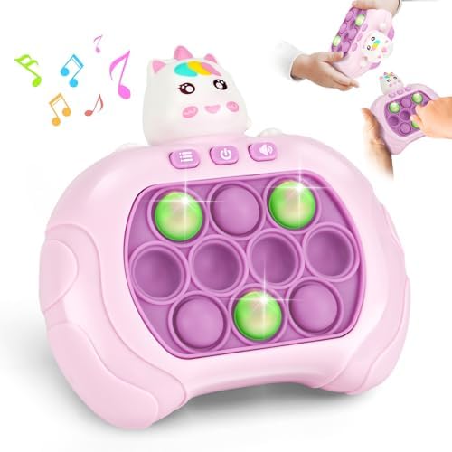 Pop Fidget Game for Kids Adult Quick Push Handheld Games Controller with Light Up Bubble, Portable Puzzle Game Machine, Paty Favors Sensory Toy Gifts for 3-12 Children Kids Toddlers