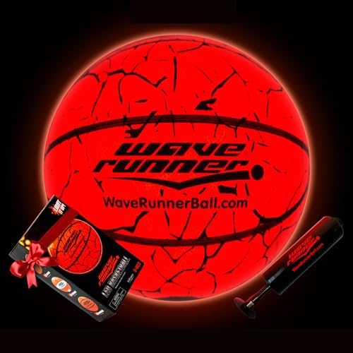 Wave Runner Glow in The Dark Basketball -Official Size 7 Light Up Toys for Night Ball Games, Regulation Size, Tap Activated – Ideal Glow Basketball Gifts and Toy Basketball for All Ages