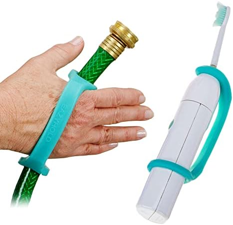 EazyHold Aqua Silicone Adaptive Aid, Universal Cuff Hand Grip Assistive Device for Rehab, Disabled, Cerebral Palsy, Special Needs, Arthritis, Stroke, Physical Therapy 2-Pack 6.5″