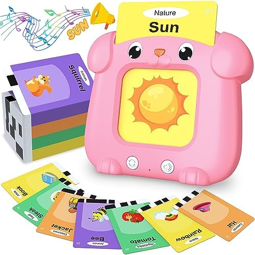 Talking Flash Cards Toddler Toy, Kids Talking Learning Flash Cards Interactive Toy for Toddlers 1-2 Years, Autism Sensory Toys, Montessori Toy Birthdays Gifts for Age 1 2 3 4 5 Year Old Boys and Girls