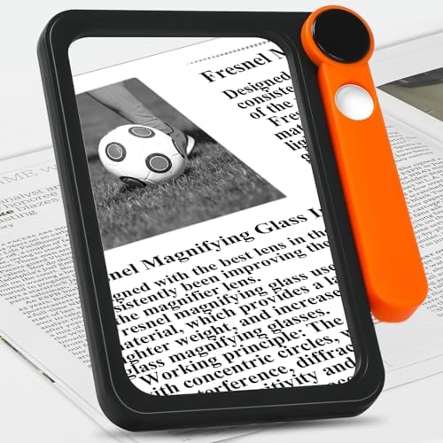 30X 5X Large Magnifying Glass for Reading Full Book Page Magnifying Glass Folding Handheld Magnifier for Seniors Reading Newspaper, Maps Great Gift for Low Visions Orange