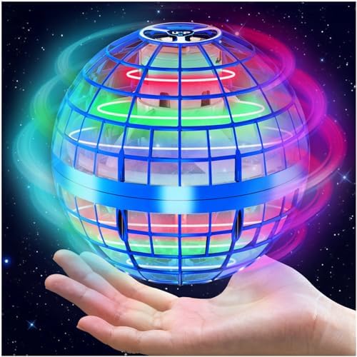 Hamsoo Flying Orb Ball Toy – Hover Ball with RGB Light Magic Hand Controlled Floating Boomerang Ball Galactic Globe Cool Toys Gift for 6 7 8 9 10+ Boys Girls Teens Kids – Blue