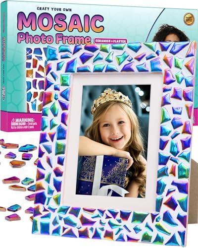 PURPLE LADYBUG DIY Picture Frame Mosaic Kits for Kids – Fun Valentines Gifts for Girls Age 10-12, Gifts for 8 Year Old Girls & 10 Year Old Girl Easter Basket Ideas – Arts and Crafts for Kids Ages 8-12