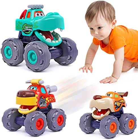 OCATO Toy Cars for 1 Year Old Boy Gifts Monster Trucks Boys Toys for 1 2 3 Year Old Boys Girls Kids Toddler Car Toy Trucks Baby Boy Toys 12-18 Months Pull Back Cars for Toddlers 1-3 Birthday Xmas Gift