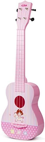 Kids Guitar Toy Ukulele Musical Instrument, Kids Toy Guitar 4 String Rhyme Developmental Musical Instrument Educational Toy for Toddlers Boys and Girls (Pink)