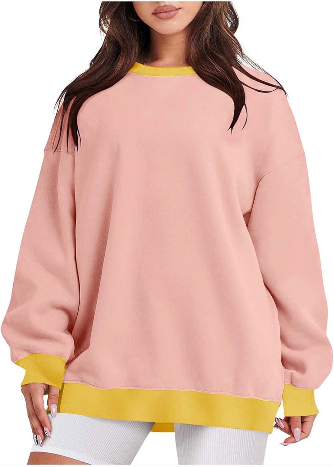 Women Colorblock Sweatshirt Fall Fashion 2024 Oversized Teen Girls Y2K Clothes Trendy Preppy Tops Crewneck Pullovers