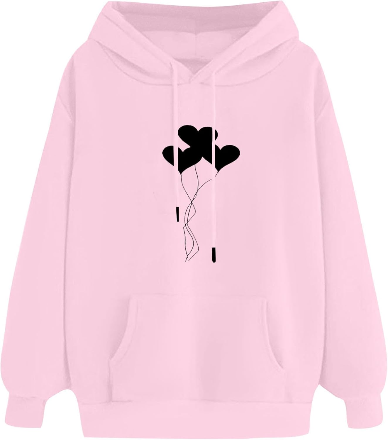 Hoodies For Women Long Sleeve Oversized Cute Heart Graphic Hooded Pullover Sweatshirts Teen Girls Casual Clothes