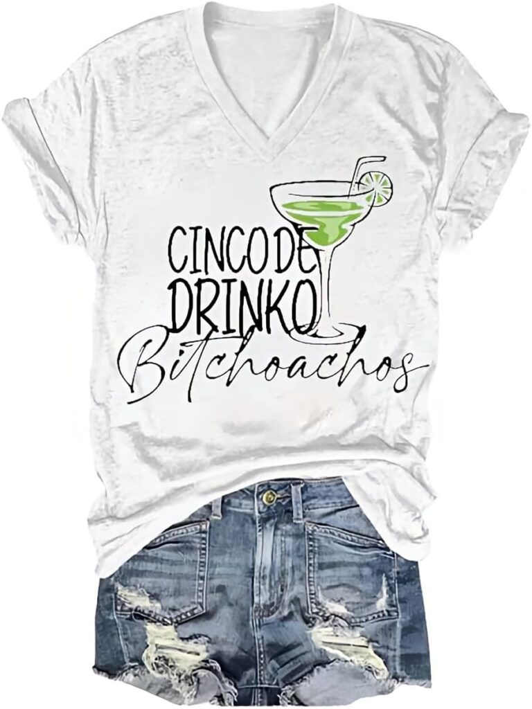 Cinco De Mayo Shirts for Women 2024 Cinco De Drinko Tshirt Women May Day Basic Tee Tops Mexican Funny Tee